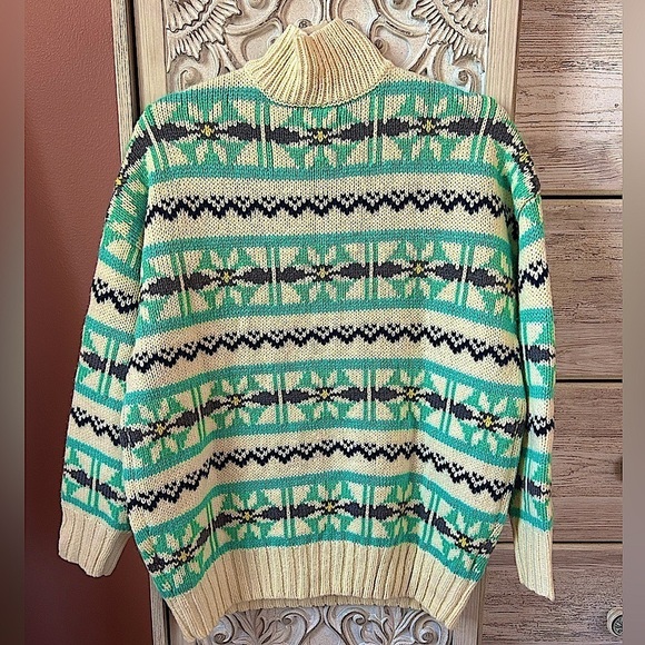 American Eagle cozy chunky oversized Fairisle mock neck 90’s vibes sweater in XS - Picture 3 of 6